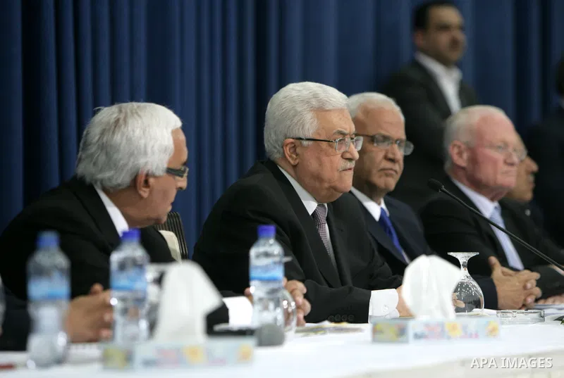 Palestinian President Mahmoud Abbas (Abu Mazen) during a meeting with a delegation of Israel's peace initiative in the West Bank city of Ramallah on April 28, 2011. Photo by Thaer Ganaim