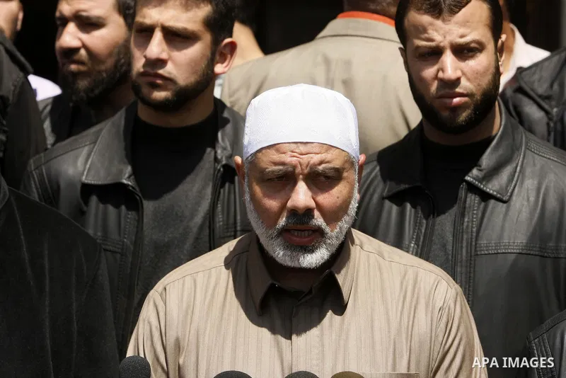 Palestinian Prime Minister in Gaza Strip, Ismail Haniya holds a press conference after Friday prayers in Gaza City on April 29, 2011, two days after the Fatah party which dominates the West Bank-based Palestinian Authori...