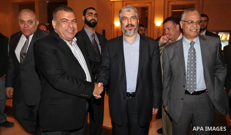 The head of the Hamas political bureau, Khaled Mashaal, arrival to Cairo to participate in the signing of a reconciliation agreement between Fatah and Hamas. on May 2,2011. Photo by Majd Majd ..