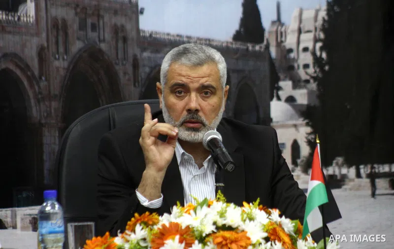 Palestinian prime minister in Gaza Strip, Ismail Haniya speaks during a meeting with journalists about the latest political development the Palestinian unity between Fatah and Hamas in Gaza city on May 2,2011. Photo by M...