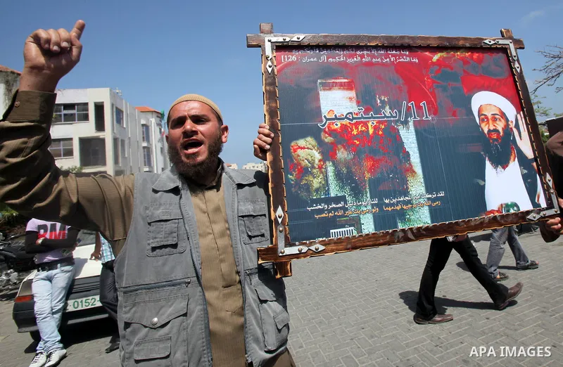Palestinians shout anti-US slogans during a protest in Gaza City on May 3, 2011 after the killing of Osama Bin Laden by US Special Forces in a ground operation in Pakistan's hill station of Abbottabad. Pakistan said that...