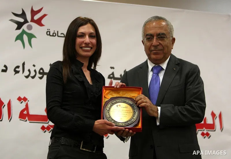 Palestinian Prime Minister, Salam Fayyad distributes press freedom prizes during a ceremony in the West Bank city of Ramallah on May 3, 2011. Photo by Mustafa Abu Dayeh