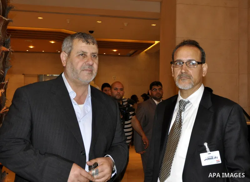 Palestinian Jihad Islamic member, Khaled al-Batch speaks to media at a hotel in Cairo, Egypt on May 4,2011. Fatah and Hamas officials lead a ceremony celebrating the signing of a reconciliation deal intended to repair ti...