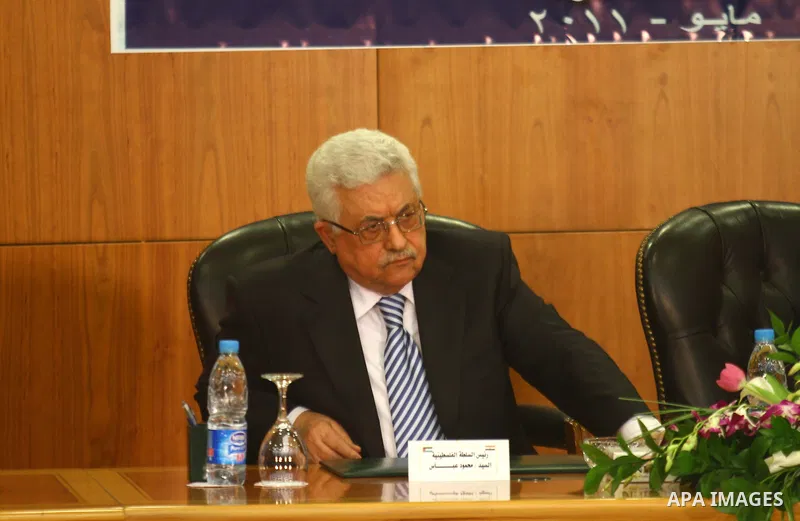 Palestinian President Mahmoud Abbas (Abu Mazen) attends the signing of reconciliation agreement in Cairo, Egypt on May 4,2011. Fatah and Hamas officials lead a ceremony celebrating the signing of a reconciliation deal in...