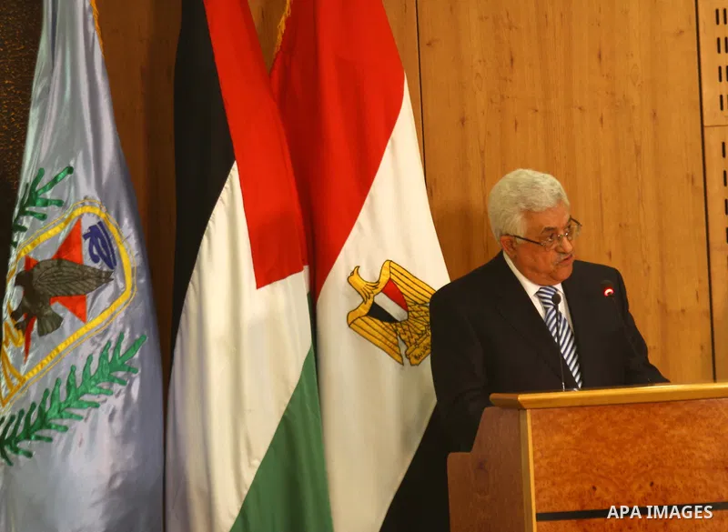 Palestinian President Mahmoud Abbas (Abu Mazen) delivers a speech during the signing of reconciliation agreement in Cairo, Egypt on May 4,2011. Fatah and Hamas officials lead a ceremony celebrating the signing of a recon...