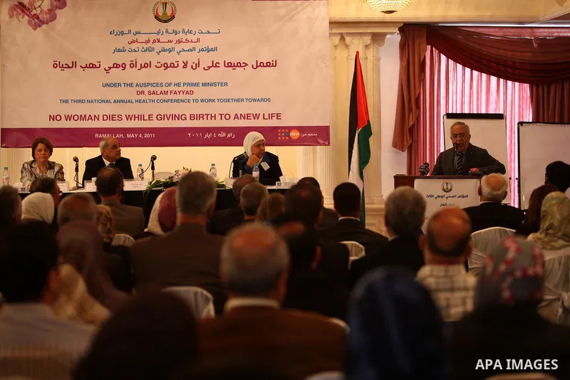 Palestinian Prime Minister, Salam Fayyad participates in the third national annual health conference in the West Bank city of Ramallah on May 4, 2011. Photo by Mustafa Abu Dayeh