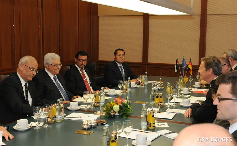 Palestinian President Mahmoud Abbas (Abu Mazen) during a meeting with German Foreign Minister Gedo Vistervlh in Berlin, on May 4, 2011. Photo by Thaer Ganaimin