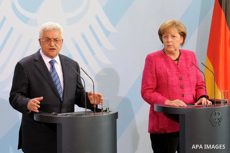 Palestinian President Mahmud Abbas meets with German Chancellor Angela Merkel at the chancellery on May 5, 2011 in Berlin. Germany stressed that it would not recognise a Palestinian state without Israel's acceptance afte...
