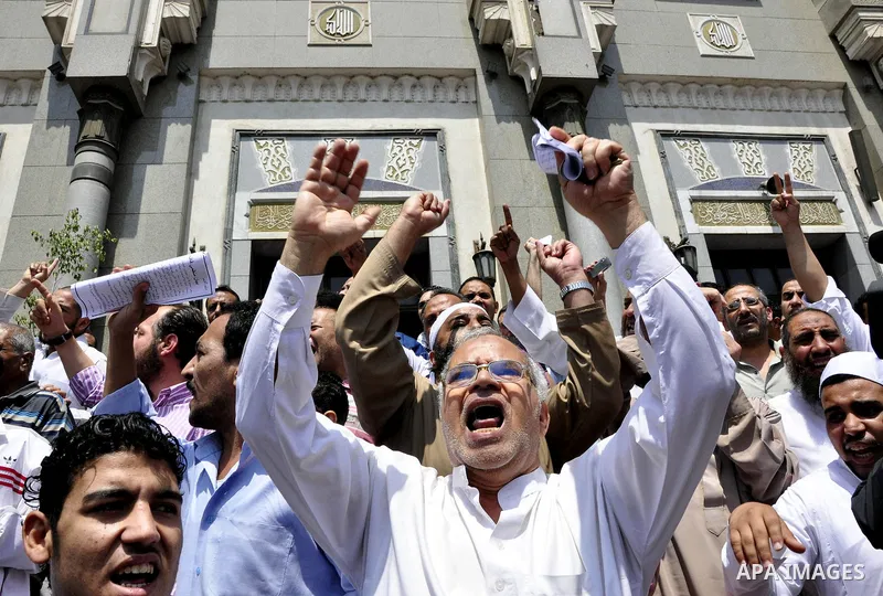 Egyptian Islamist groups chant anti-American slogans as they protest the killing of al-Qaida leader Osama Bin Laden, following the Friday prayer in the Nour mosque in Cairo, Egypt, Friday, May 6, 2011. Al-Qaida on Friday...