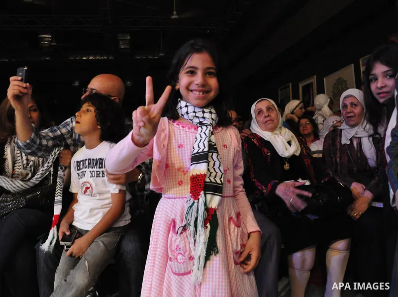 Egyptians and Palestinians gather in celebration To support the third intifada in El- Sawi Hall in Cairo, on May 7, 2011. Photo by Ahmed Asad