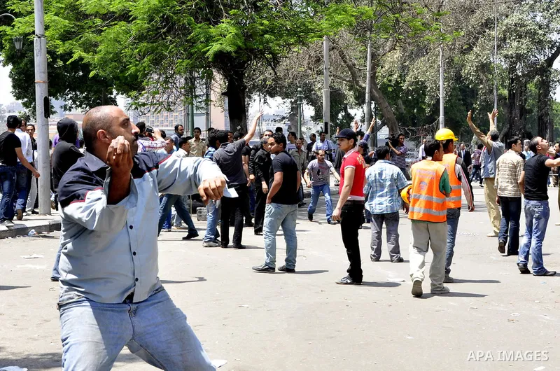 Egyptian Christians protest in front of the state television building in Cairo on May 9, 2011 against recent attempts to trigger sectarian conflict in the country, as the government has vowed to use an "iron fist" to ens...
