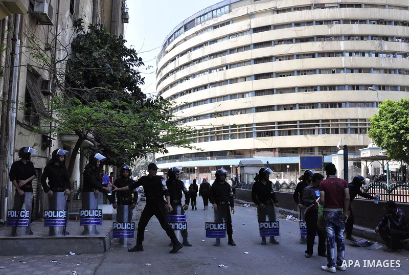 Egyptian Christians protest in front of the state television building in Cairo on May 9, 2011 against recent attempts to trigger sectarian conflict in the country, as the government has vowed to use an "iron fist" to ens...