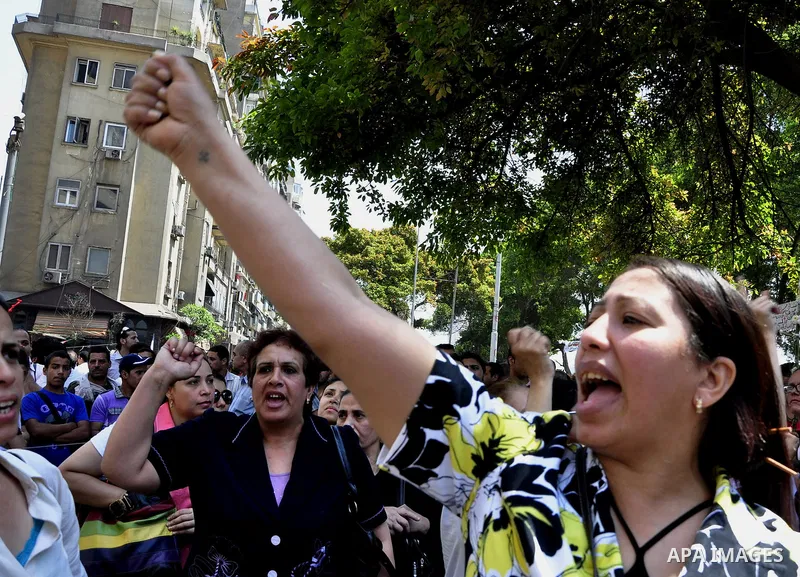 Egyptian Christians protest in front of the state television building in Cairo on May 9, 2011 against recent attempts to trigger sectarian conflict in the country, as the government has vowed to use an "iron fist" to ens...