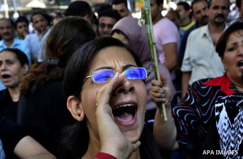 Egyptian Christians protest in front of the state television building in Cairo on May 9, 2011 against recent attempts to trigger sectarian conflict in the country, as the government has vowed to use an "iron fist" to ens...