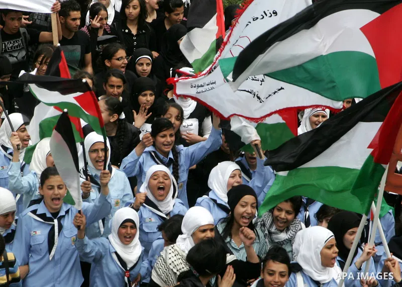 Palestinians take part in a demonstration to mark the 63th anniversary of "Nakba" (catastrophe), in the West Bank city of Bethlehem, on May 12, 2011. Nakba means "catastrophe" in reference to the birth of the state of Is...