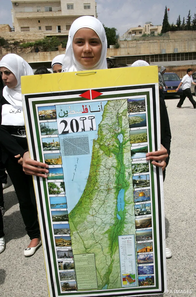 Palestinians take part in a demonstration to mark the 63th anniversary of "Nakba" (catastrophe), in the West Bank city of Bethlehem, on May 12, 2011. Nakba means "catastrophe" in reference to the birth of the state of Is...