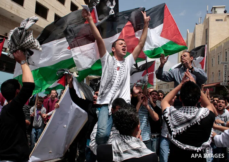 Palestinians take part in a demonstration to mark the 63th anniversary of "Nakba" (catastrophe), in the West Bank city of Bethlehem, on May 12, 2011. Nakba means "catastrophe" in reference to the birth of the state of Is...