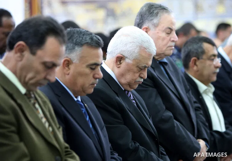 Palestinian President Mahmoud Abbas (Abu Mazen) attends Friday prayers in the West Bank city of Ramallah on May 13, 2011. Photo by Thaer Ganaim