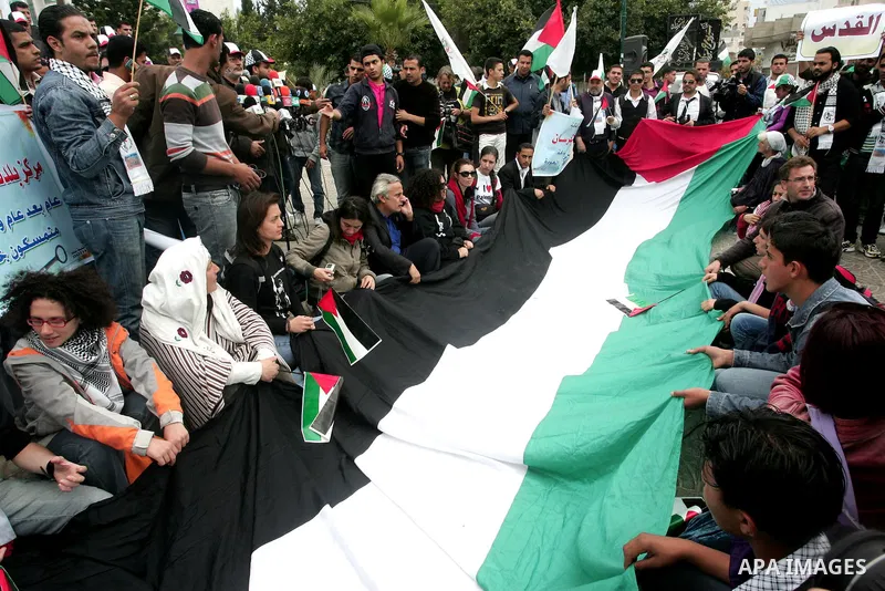 Palestinians Artists take part in a demonstration to mark the 63th anniversary of "Nakba" (catastrophe), in Gaza city, on May 14, 2011. Nakba means "catastrophe" in reference to the birth of the state of Israel 63 years...