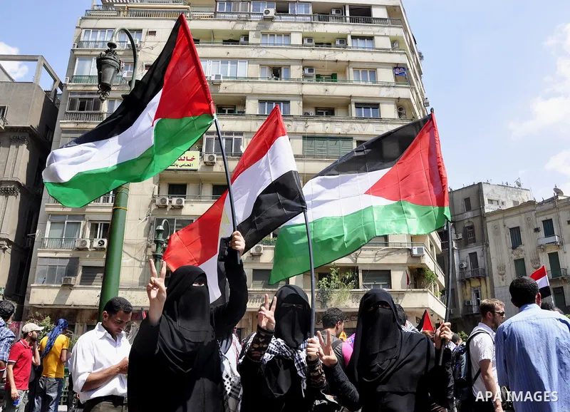 Egyptian demonstrators gather at Cairo's Tahrir Square on May 14, 2011 during a protest in solidarity with the Palestinians as they mark the "Nakba" or "catastrophe" which befell them following Israel's establishment in...