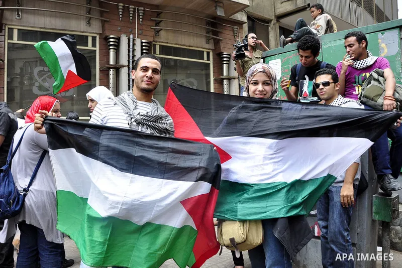 Egyptian demonstrators gather at Cairo's Tahrir Square on May 14, 2011 during a protest in solidarity with the Palestinians as they mark the "Nakba" or "catastrophe" which befell them following Israel's establishment in...