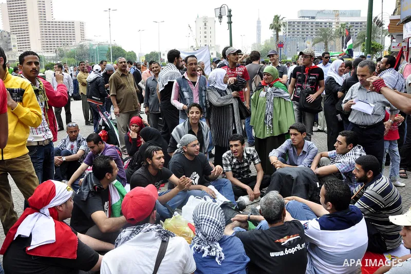 Egyptian demonstrators gather at Cairo's Tahrir Square on May 14, 2011 during a protest in solidarity with the Palestinians as they mark the "Nakba" or "catastrophe" which befell them following Israel's establishment in...