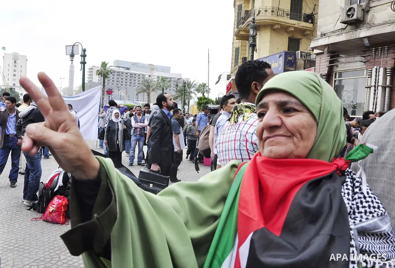 Egyptian demonstrators gather at Cairo's Tahrir Square on May 14, 2011 during a protest in solidarity with the Palestinians as they mark the "Nakba" or "catastrophe" which befell them following Israel's establishment in...