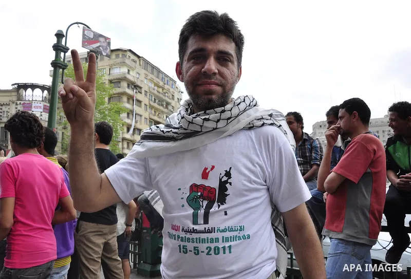 Egyptian demonstrators gather at Cairo's Tahrir Square on May 14, 2011 during a protest in solidarity with the Palestinians as they mark the "Nakba" or "catastrophe" which befell them following Israel's establishment in...
