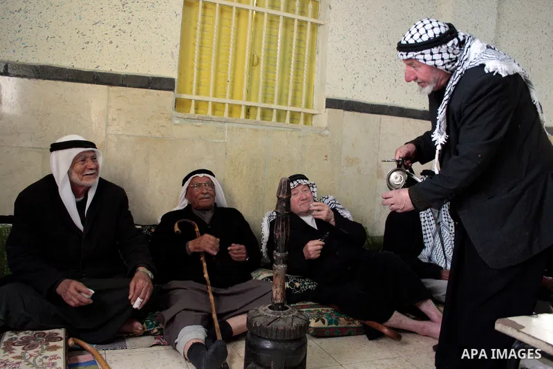 Palestinian refugees gather in the Al-Aroub refugee camp near Hebron, on May 14 , 2011 after they were expelled from there original home in 1948. Palestinians commemorate the 63rd anniversary of Nakba, or catastrophe, th...