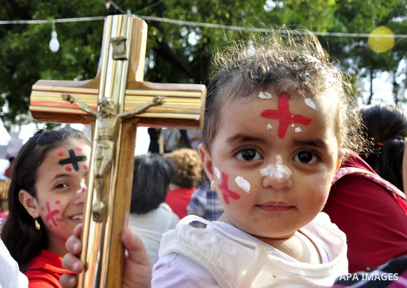 Egyptian Coptic Christians protest in front of the state television building in Cairo on May 14, 2011 against recent attempts to trigger sectarian conflict in the country. Photo by Ahmed Asad