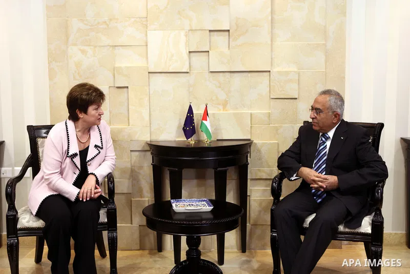 Palestinian Prime Minister, Salam Fayyad during his meeting on May 15, 2011 with Ms. Valerie Amos Under-Secretary-General and Emergency Relief Coordinator and Ms. Kristalina Georgieva the EU Commissioner for Internationa...