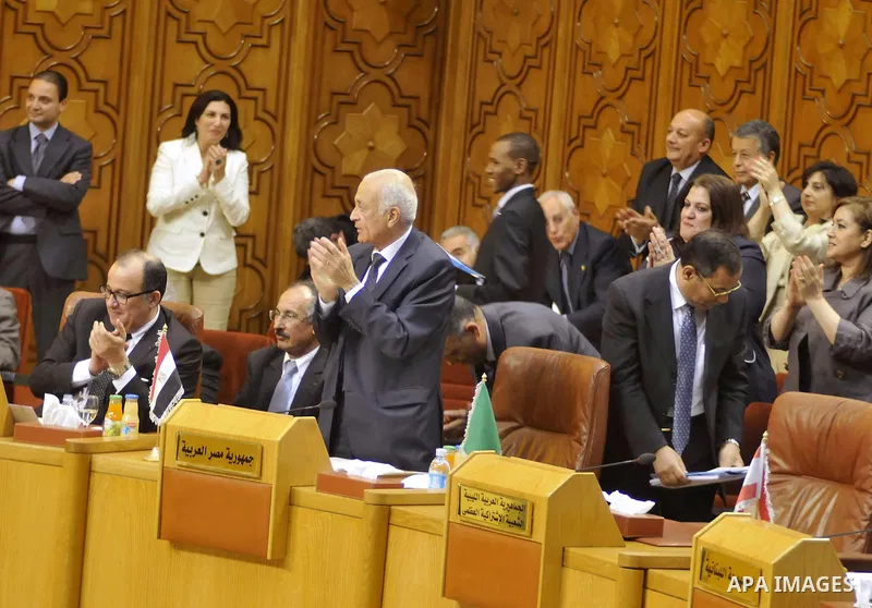 Egyptian Foreign Minister Nabil al-Arabi attends a meeting where he was unanimously elected Arab League chief at the institution's headquarters in Cairo on May 15, 2011. Photo by Ahmed Asad