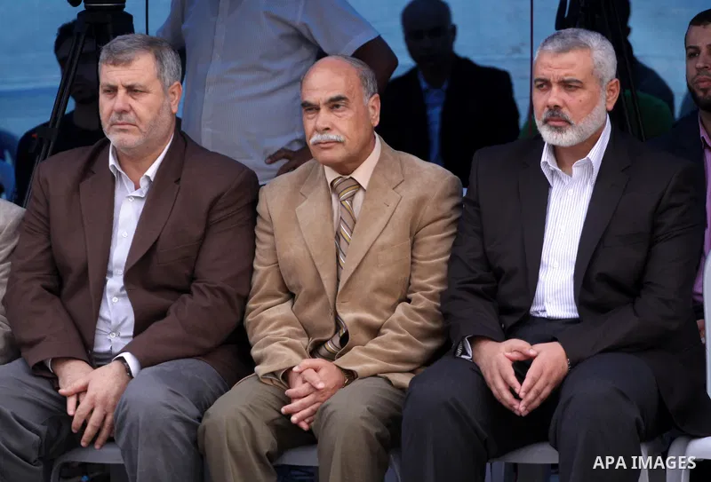 Palestinian Prime Minister in Gaza Strip, Ismail Haniya visits in Gaza city on May 17,2011 the condolences tent for the martyrs killed in the border between Syria, Lebanon and Israel during rallies to mark 63rd anniversa...