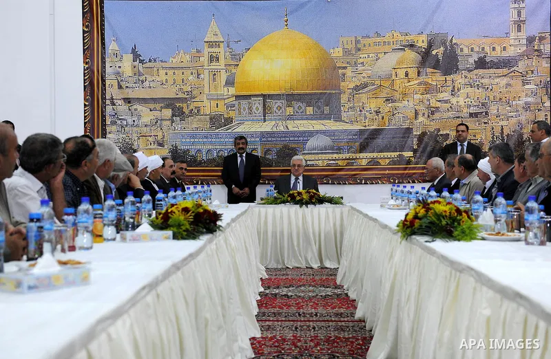 Palestinian President Mahmoud Abbas (Abu Mazen) during a meeting with a delegation from the occupied Syrian Golan in the West Bank city of Ramallah on May 19, 2011. Photo by Thaer Ganaim
