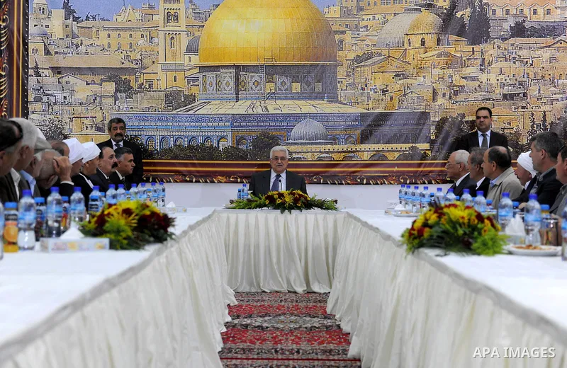 Palestinian President Mahmoud Abbas (Abu Mazen) during a meeting with a delegation from the occupied Syrian Golan in the West Bank city of Ramallah on May 19, 2011. Photo by Thaer Ganaim