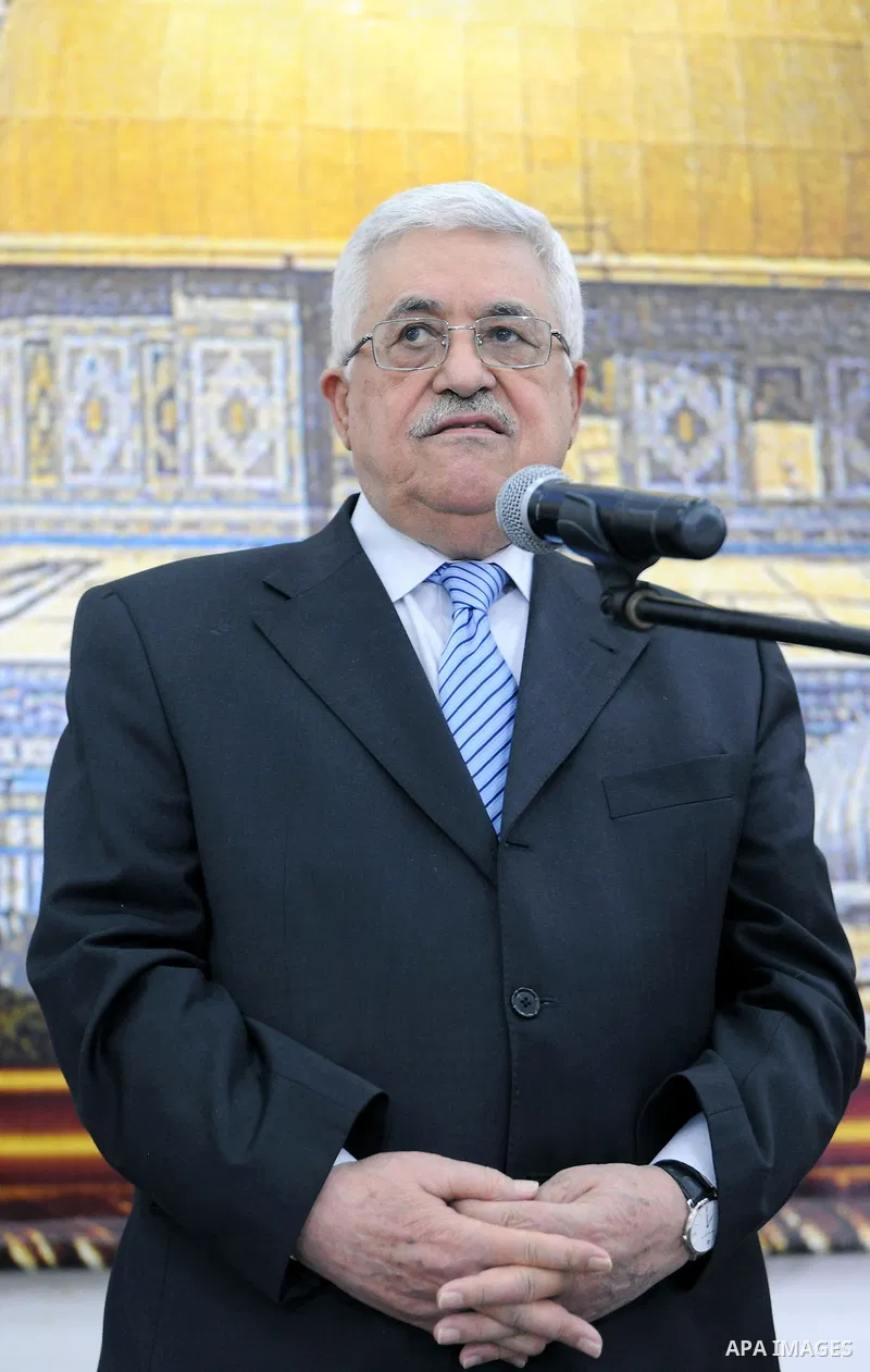 Palestinian President Mahmoud Abbas (Abu Mazen) during a meeting with sports media delegation and Albaqaa football team in the West Bank city of Ramallah on May 20, 2011. Photo by Thaer Ganaim