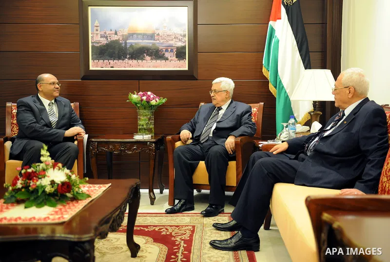 Palestinian President Mahmoud Abbas (Abu Mazen) during a meeting with the Egyptian Ambassador, in the west bank of Ramallah on May 21, 2011. photo by Thaer Ganaim