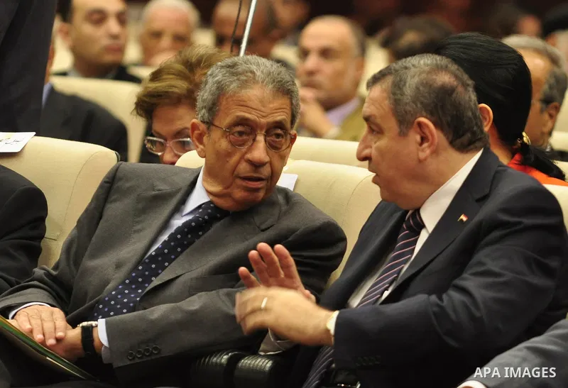 Egyptian Prime Minister, Issam Sharaf and former Secretary-General of the Arab League, Amr Moussa participate in the National Reconciliation Conference in Cairo, Egypt on May 21,2011. Photo by Ahmed Asad