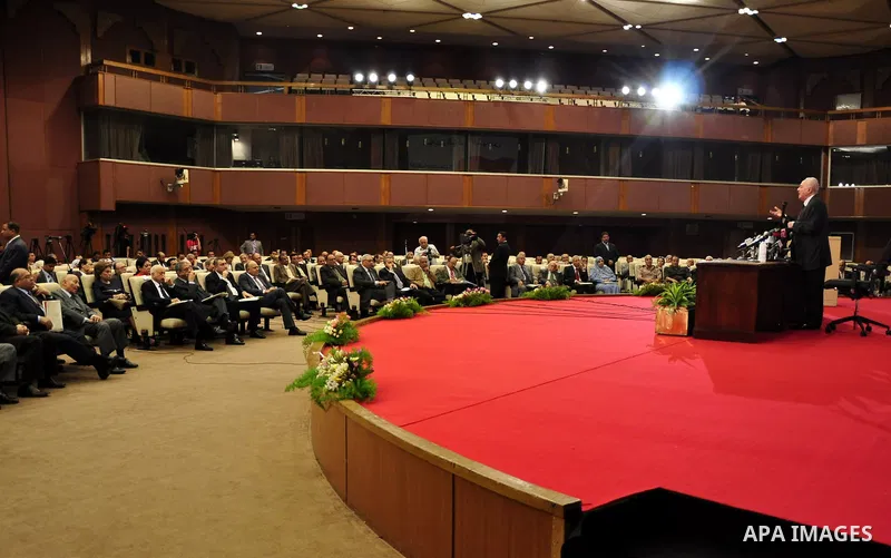 Egyptian Prime Minister, Issam Sharaf, newly-appointed Secretary-General of the Arab League, Nabil Al-Araby and former Secretary-General of the Arab League, Amr Moussa participate in the National Reconciliation Conferenc...