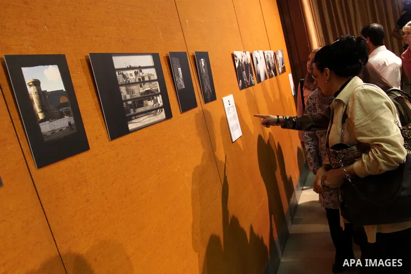 Palestinian winners of photography contest participate in the opening Photo Gallery contest, under the name " What you do not know about my life". which offered pictures of refugees in Gaza city on May 25, 2011. Photo by...