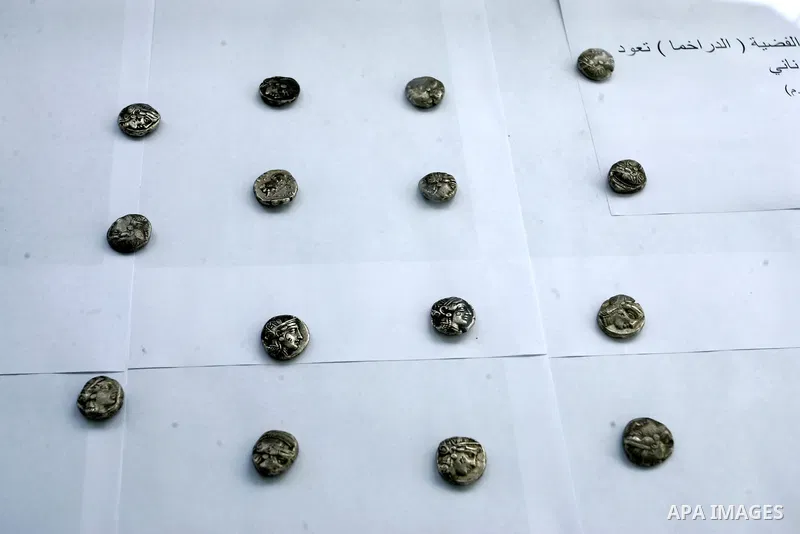 Ancient artifacts recently discovered near the Egyptian border town of Rafah are displayed by the Hamas-run ministry of tourism and antiquities in the southern Gaza Strip on May 25, 2011. The Palestinian Authority has be...