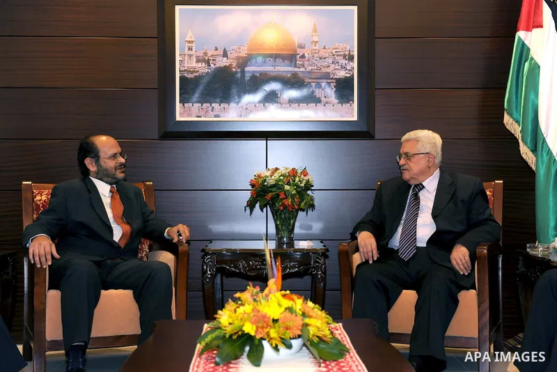 Palestinian President Mahmoud Abbas (Abu Mazen) meets with Andreas Kozubis, the Representative of Cyprus to the Palestinian National Authority in the west bank city of Ramallah on May 26, 2011. photo by Thaer Ganaim
