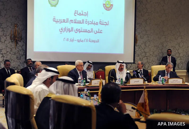 Palestinian President Mahmoud Abbas (Abu Mazen) participates in the Arab Monitoring Committee meeting in Doha on May 28, 2011. Photo by Thaer Ganaim