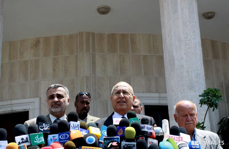 Fatah's commissioner of International relations, Nabil Shaath during a press conference on May 29, 2011 in Gaza City. during the second visit to the Gaza Strip since the reconciliation agreement between Fatah and Hamas f...