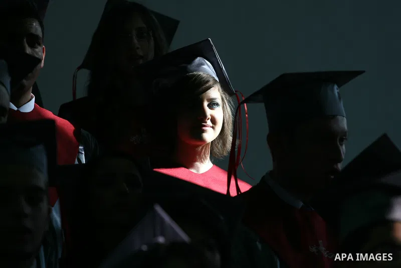 Palestinian students during the graduation ceremony at a "Friends" in the West Bank City of Ramallah, on May 29, 2011. Photo by Issam Rimawi