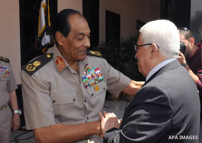 Palestinian President Mahmoud Abbas (Abu Mazen) during a meeting with leader of the Egyptian military, Field Marshal Tantawi, in Cairo on May 30, 2011. Photo by Thaer Ganaim