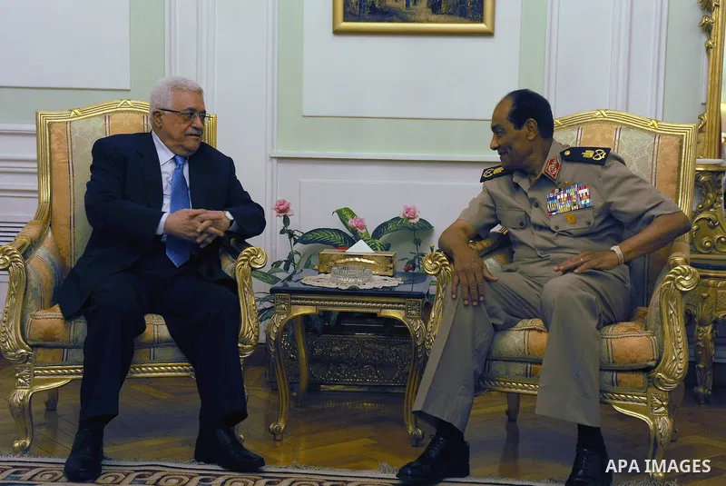 Palestinian President Mahmoud Abbas (Abu Mazen) during a meeting with leader of the Egyptian military, Field Marshal Tantawi, in Cairo on May 30, 2011. Photo by Thaer Ganaim