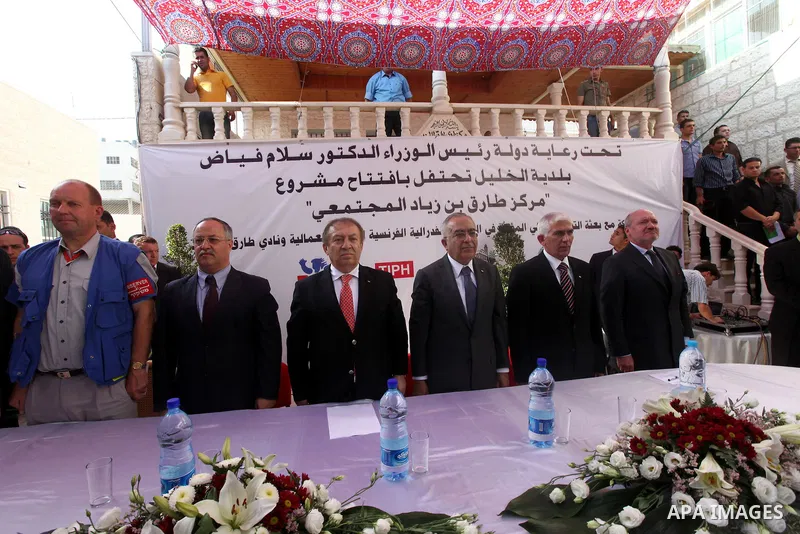 Palestinian Prime Minister Salam Fayyad, during the opening of the center project Tariq ibn Ziyad Community in the west bank city of Hebron on May 30, 2011. Photo by Mustafa Abu Dayeh