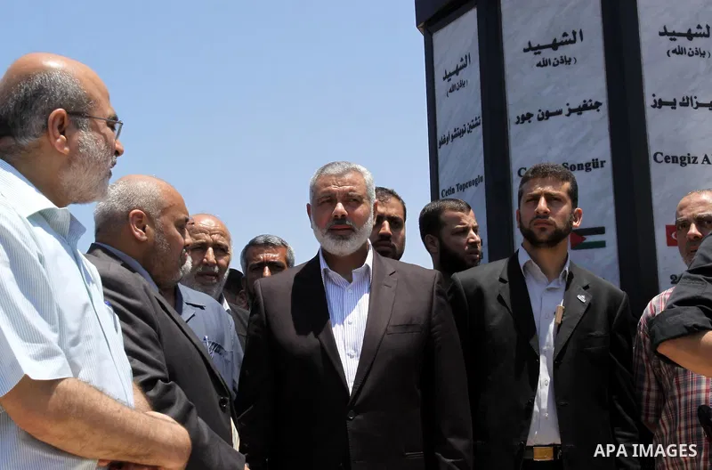 Palestinian Prime Minister in Gaza strip, Ismail Haniya opens monument of freedom fleet 1 in the port of Gaza on May 31, 2011. Photo by Mohammed Asad