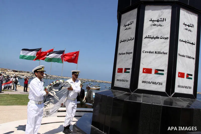 Palestinian Prime Minister in Gaza strip, Ismail Haniya opens monument of freedom fleet 1 in the port of Gaza on May 31, 2011. Photo by Mohammed Asad